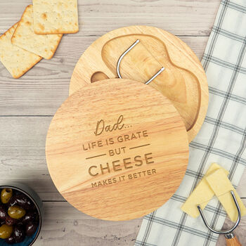 'Life Is Grate' Pun Cheese Board Personalised Gift Set, 2 of 7