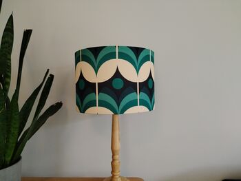 Blue Geometric Retro Floral Design Handmade Lampshade Table Floor Or Ceiling Pendant, 4 of 10