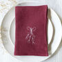 Embroidered Mistletoe Linen Napkins, thumbnail 5 of 6