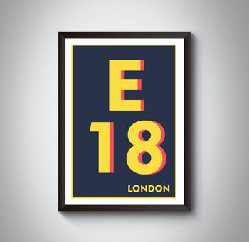 E18 Woodford London Typography Postcode Print, 8 of 10