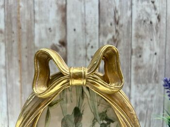 Gold Bow Oval Photo Frame 6x4' 10x15cm Portrait Design Freestanding, 2 of 5