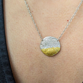 Handmade Silver Gold Round Pendant Necklace, 9 of 9