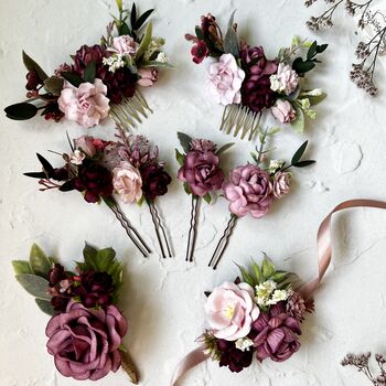 Mauve And Pink Floral Hair Pins, 5 of 6