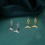 Sterling Silver Whale Tail Huggie Hoop Earrings, thumbnail 7 of 10
