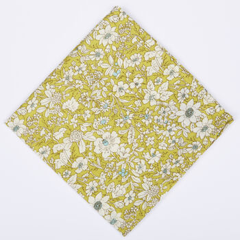 Mens Lime Yellow Floral Pocket Square, 2 of 6