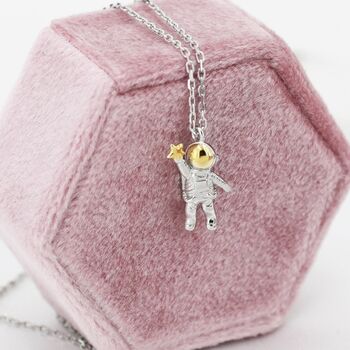 Sterling Silver Astronaut Pendant Necklace, 4 of 10