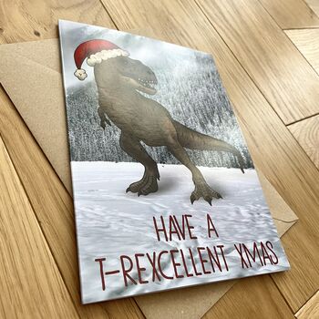 Funny T Rex Christmas Card, 5 of 5