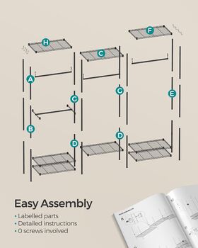 Clothes Rack Metal Hanging Rails Open Wardrobe Storage, 10 of 12