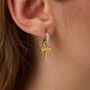 Sterling Silver Egyptian Ankh Zirconia Hoop Earring, thumbnail 1 of 5