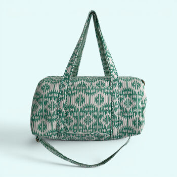 Large Weekend Duffle Bag | Mint Green Geometric Block Print, 6 of 7