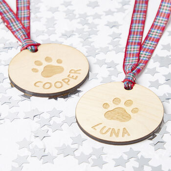 Personalised Paws Wooden Christmas Decoration Set, 2 of 6