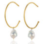24k Gold Plated Sterling Silver Hoop And Baroque Pearl, thumbnail 3 of 3
