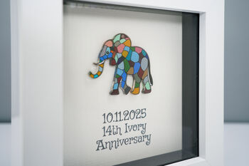 Personalised 14th Ivory Anniversary Elephant Frame Gift, 4 of 5