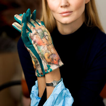 Art Print Suede Stretchy Touchscreen Gloves, 4 of 11