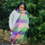 Purple Green Pink Plaid Warm Wrap Scarf, thumbnail 6 of 7