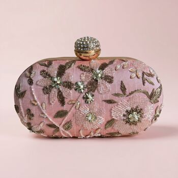 Pink Embroidered Handcrafted Clutch Bag, 3 of 12