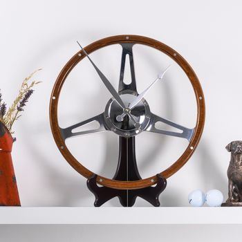 Classic Car Walnut Steering Wheel Wall Clock, 11 of 12