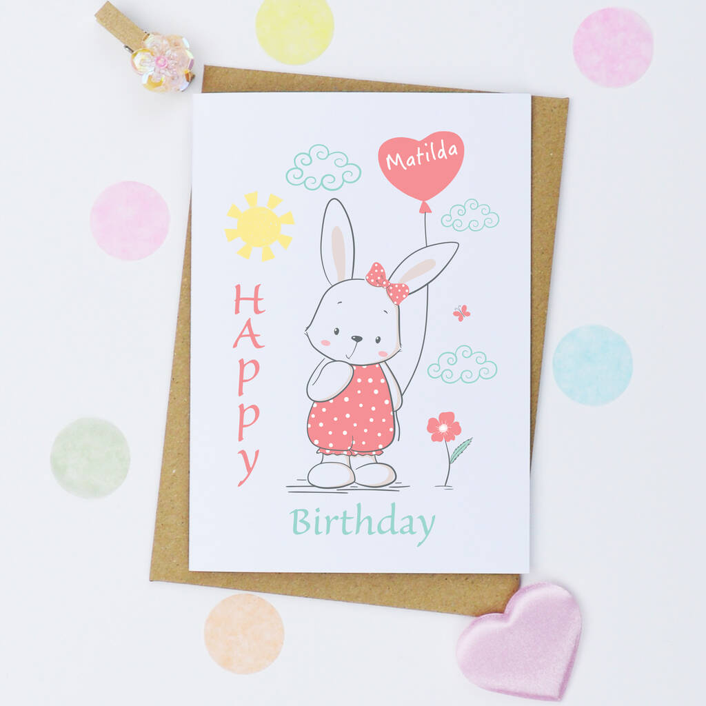 Personalised Bunny Rabbit Birthday Card By Andrea Fays