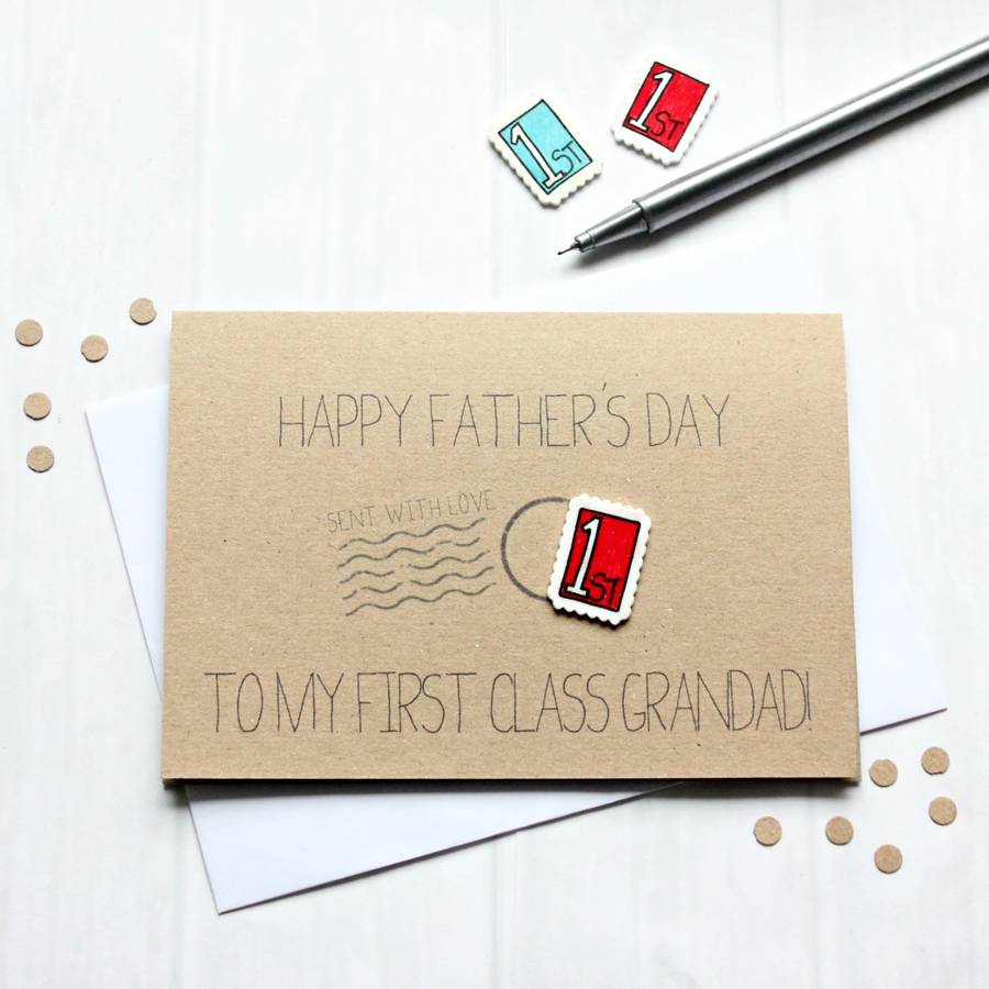 personalised 'first class' grandad father's day card by little ...