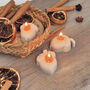 Set Of Three Beige Acorn Shaped Autumn Candles, thumbnail 1 of 10