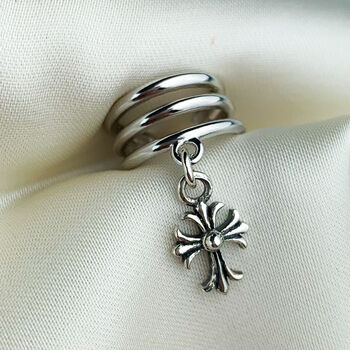 Sterling Silver Gothic Cross Ear Cuff, 2 of 6