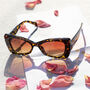 Tortoise Shell Chunky Triangle Cat Eye Sunglasses, thumbnail 1 of 3