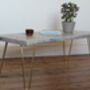Industrial Hairpin Leg Coffee Table White Brass, thumbnail 6 of 8