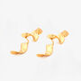 Nami 18 K Gold Plated Long Wave Earrings, thumbnail 3 of 5