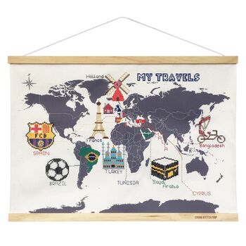Personalised Cross Stitch Travelers Wall Hanging Map, 3 of 3