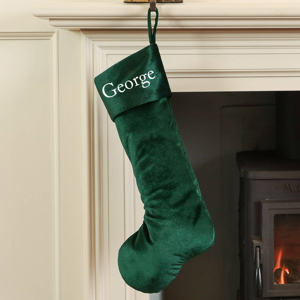 Large Personalised Velvet Christmas Stocking By Dibor
