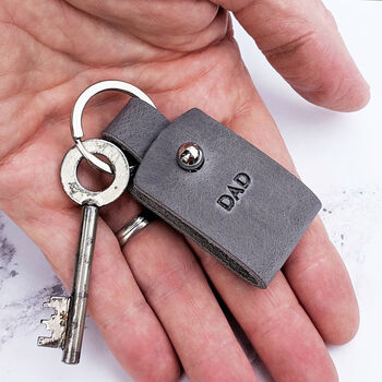 Personalised Hand And Footprint Leather Keyring For Men, 4 of 5