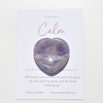 Calm Amethyst Heart Worry Thumb Stone Gift For Calm And De Stress, 3 of 9