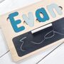Children's Wooden Name Puzzle With Chalkboard, thumbnail 6 of 9