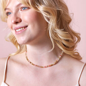 Mixed Rondelle Stone Beaded Necklace In Gold, 3 of 4