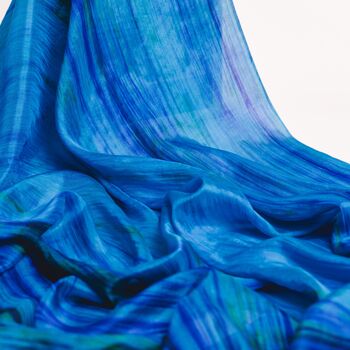 100% Mulberry Silk Scarf, Turquoise And Peacock Blue, 5 of 10