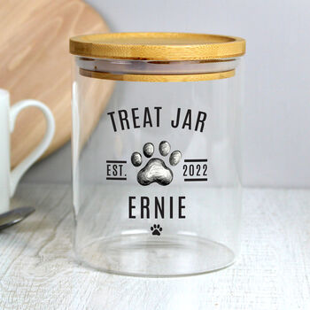 Pet Treats Personalised Glass Jar Bamboo Lid, 4 of 5