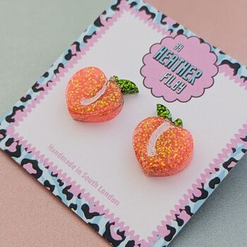 Juicy Peach Glitter Studs, 4 of 5