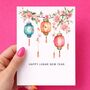 Happy Lunar New Year Card Floral Lantern Design, thumbnail 1 of 5