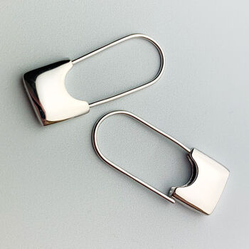 Sterling Silver Simple Safety Pin Earrings, 3 of 8