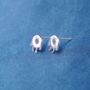 Silver Donut Stud Earrings, Emoji Stud Earrings, Small Dainty Studs, thumbnail 4 of 7
