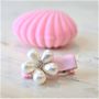 Mini Pink Pearl Hairclip In Shell Box Gift Set, thumbnail 3 of 4