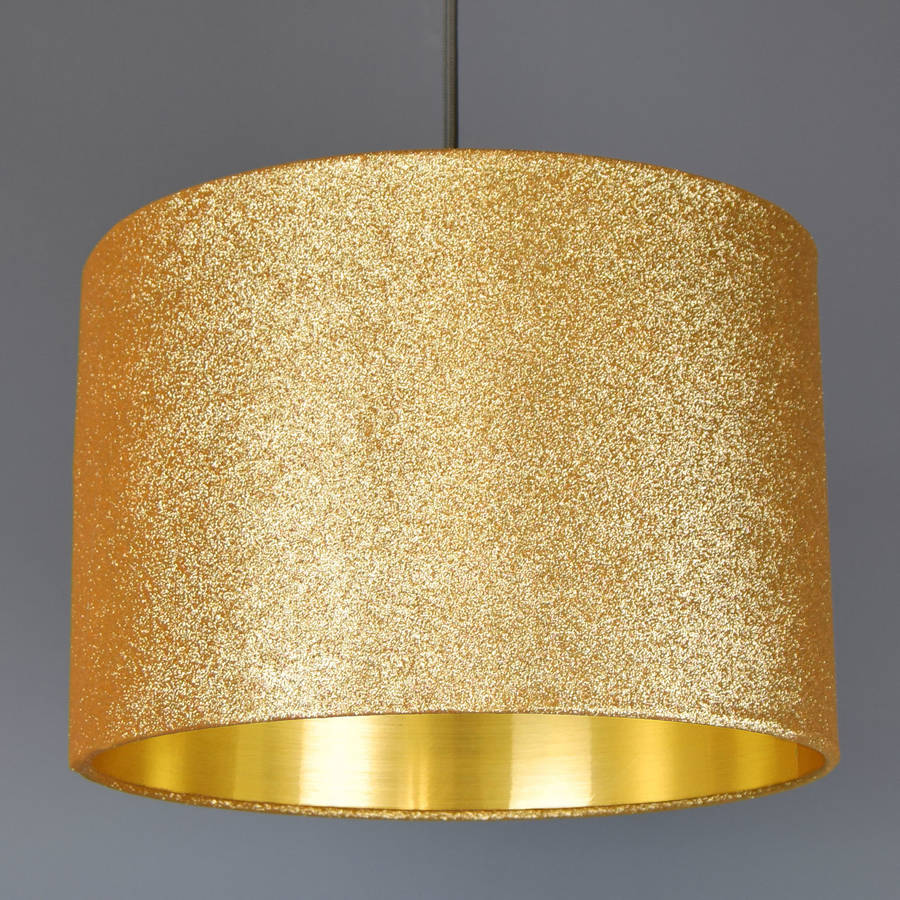 Gold Glitter Lampshade With Or Metallic Lining By Quirk Gold Glitter Lampshade With Or Metallic Lining