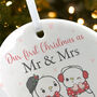 Couples Snowman Ceramic Disc Hanging Decoration Bauble + Gift Box, thumbnail 5 of 7