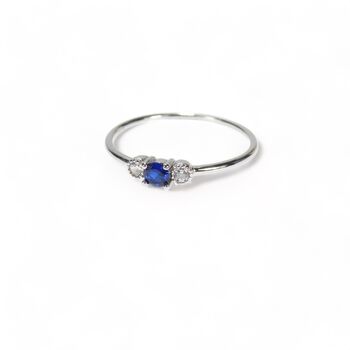 Sapphire Ring Cz Rose Or Gold Plated 925 Silver, 3 of 9