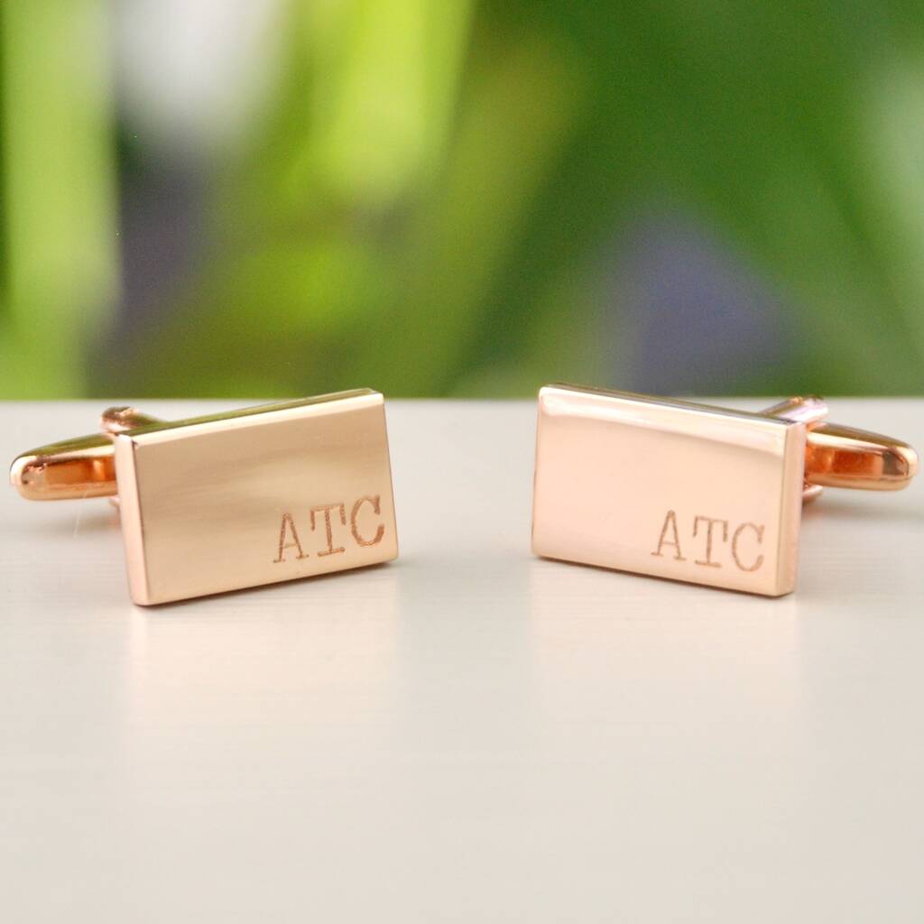 Image of Personalised Rose Gold Small Initials Cufflinks, Gold