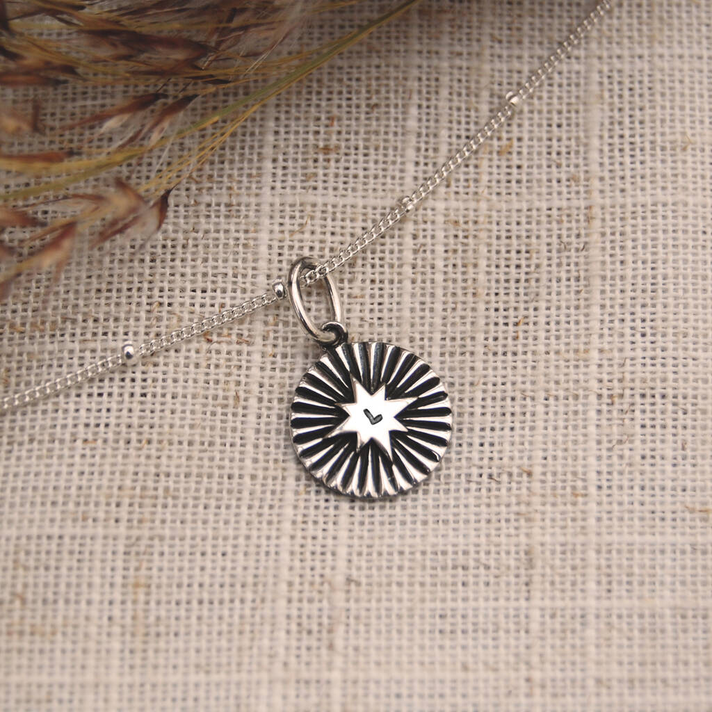 Star Burst Necklace With Optional Personalised Initial In Silver, 1 of 8