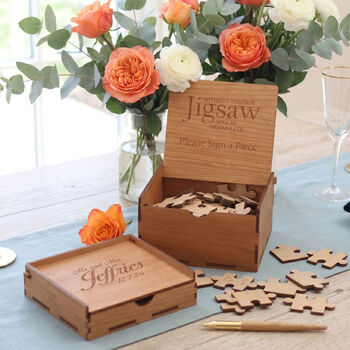 Wooden Jigsaw Alternative Wedding Guest Book, 8 of 12