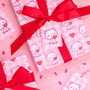 Valentine's Cat Love Heart Wrapping Paper With Tags, thumbnail 1 of 7