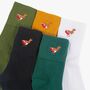 Women's Red Robin Embroidered Christmas Socks Five Pack, thumbnail 2 of 7
