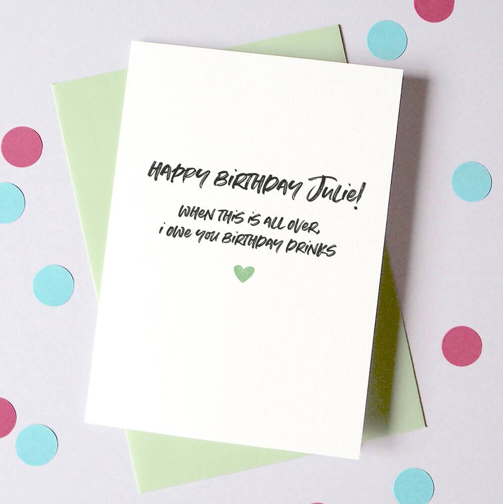 Personalised I Owe You Birthday Drinks Card By Ruby Wren Designs ...